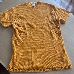 H&M Orange Mock Neck Short Sleeve Midi Dress